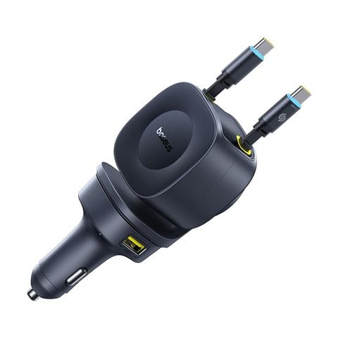 Tẩu Sạc Cho Ô Tô 3C+U Baseus PrimeTrip VR2 Max 60W (With 2*Type-C Retractable Cable)