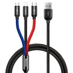 Cáp sạc và truyền dữ liệu tốc độ cao Baseus Three Primary Colors tích hợp 3 đầu kết nối Type C, Android và Lightning ( USB Type A to USB Type C/ Micro USB/ Lightning Fast Charging Cable)