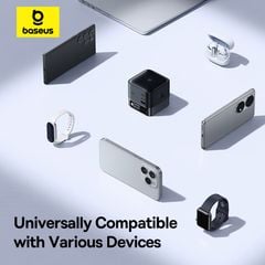 Củ Sạc Nhanh Để Bàn Baseus Super GaN 100W (GaN6 Technology, with 0.8m Retractable Type-C Cable + 2*Type-C + 1*USB-A port)