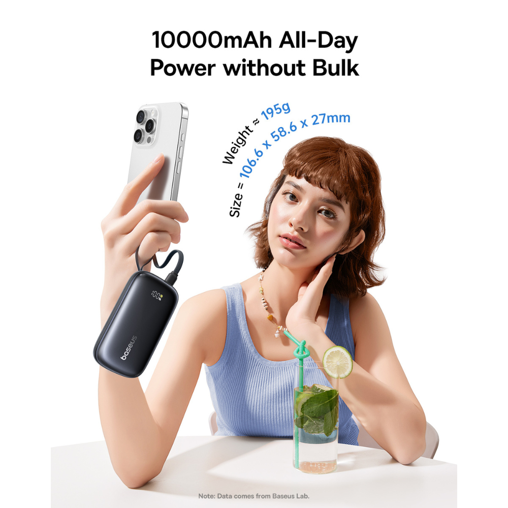 Pin Dự Phòng Baseus EnerFill FC21 Qpow 3 Ultra 10000mAh 45W (Digital Display, with C to iP Detachable Cable)