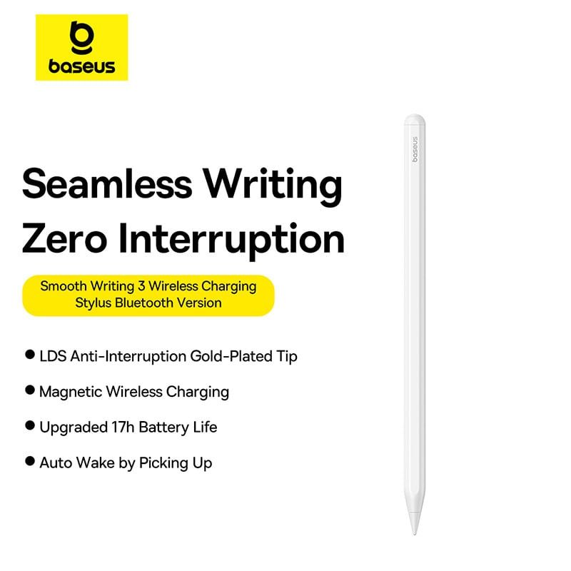 Bút Cảm Ứng Baseus Smooth Writing 3 Wireless Charging Active Wireless Version (Connect via Bluetooth, 17H, Auto Wake by Picking Up, Magnetic Wireless Charging, LDS Gold-Plated Tip)