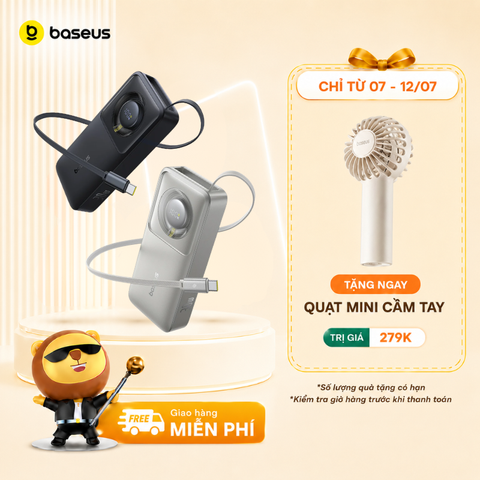 Pin Dự Phòng Tích Hợp Cáp Sạc Dây Rút Gọn Baseus Free2Pull 10000mAh 30W