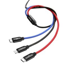 Cáp sạc và truyền dữ liệu tốc độ cao Baseus Three Primary Colors tích hợp 3 đầu kết nối Type C, Android và Lightning ( USB Type A to USB Type C/ Micro USB/ Lightning Fast Charging Cable)