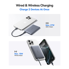 Pin Dự Phòng Không Dây Baseus PicoGo AM41 Ultra-Slim Qi2 10000mAh 27W (Sạc Không Dây Qi2 15W, Kèm Cáp C to C 0.3m 60W)