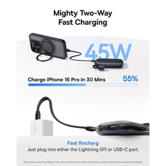 Pin Dự Phòng Baseus EnerFill FC21 Qpow 3 Ultra 10000mAh 45W (Digital Display, with C to iP Detachable Cable)
