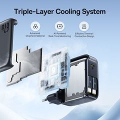 Củ Sạc Nhanh tích hợp cáp sạc dây Rút Baseus EnerCore CJ21 67W (with Type-C Dual Retractable 80cm Cables, EU Plug)