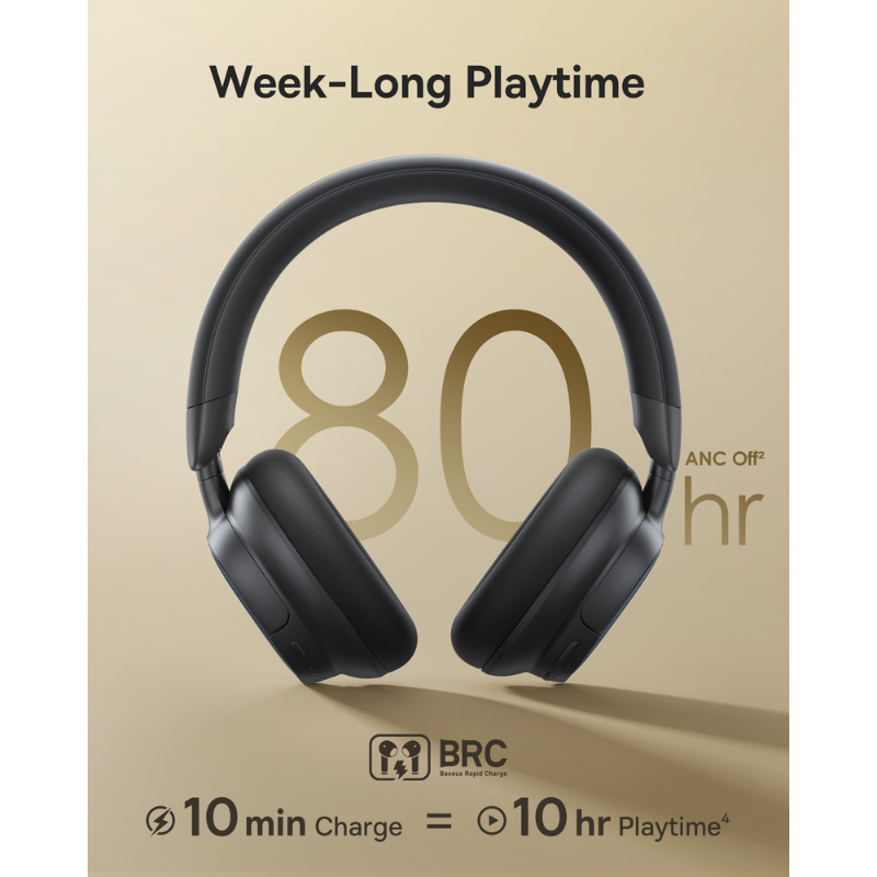 Tai Nghe Chụp Tai Không Dây Baseus Bowie MH1 (Bluetooth v6.0, 80H, -48dB ANC, SuperBass 2.0, Hi-Res Audio, 5-Mic Al Clear Calls, Smart App Control)