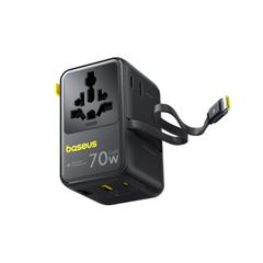 Củ Sạc Du Lịch Toàn Cầu 2AC+2U+2C Baseus EnerCore CG11 70W (with Type-C Built-in cable, Multiple Protections, US/UK/AU/EU)
