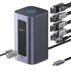 Hub Mở Rộng Đa Năng 12-in-1 Baseus Nomos NU1 Air Spacemate for MAC (Type-C to 2*HDMI 2K@60Hz + 2*DP 2K@60Hz + 2*USB-C (10Gbps) + 2*USB-A (5Gbps) + 2*USB-A (480Mbps) + 1*RJ45 + 1*PD100W)