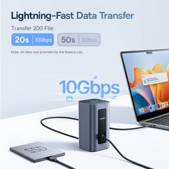Hub Mở Rộng Đa Năng 12-in-1 Baseus Nomos NU1 Air Spacemate for MAC (Type-C to 2*HDMI 2K@60Hz + 2*DP 2K@60Hz + 2*USB-C (10Gbps) + 2*USB-A (5Gbps) + 2*USB-A (480Mbps) + 1*RJ45 + 1*PD100W)