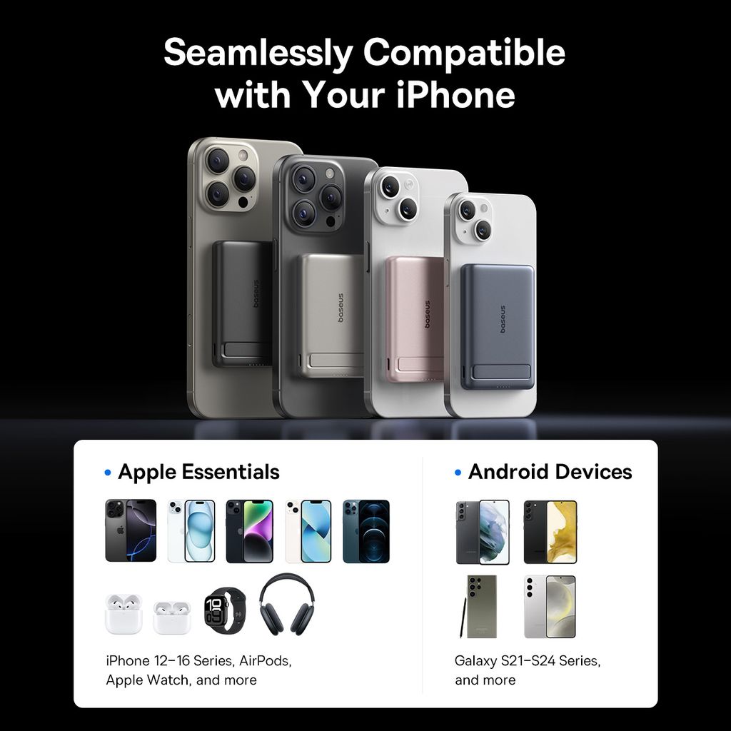 Pin Dự Phòng Không Dây Từ Tính Baseus PicoGo AM31 5000mAh 20W (With Kickstand, Wireless Charging Qi2 15W)