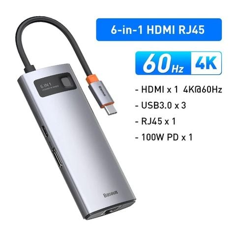Hub Mở Rộng Đa Năng Baseus StarJoy Type-C HUB Adapter Cho Macbok Laptop Smartphone 4K/60Hz
