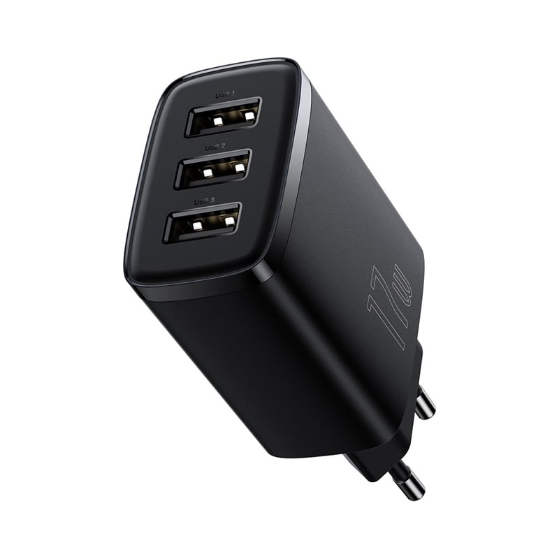 Baseus Compact Charger 3U 17W EU Black Baseus Compact Charger 3U 17W EU Black