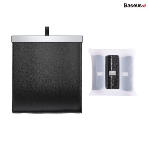Túi chứa đồ tiện dụng gắn lưng ghế trên xe hơi Baseus Large Garbage Bag (Túi lớn, da PU , nắm đậy kim loại có nam châm)