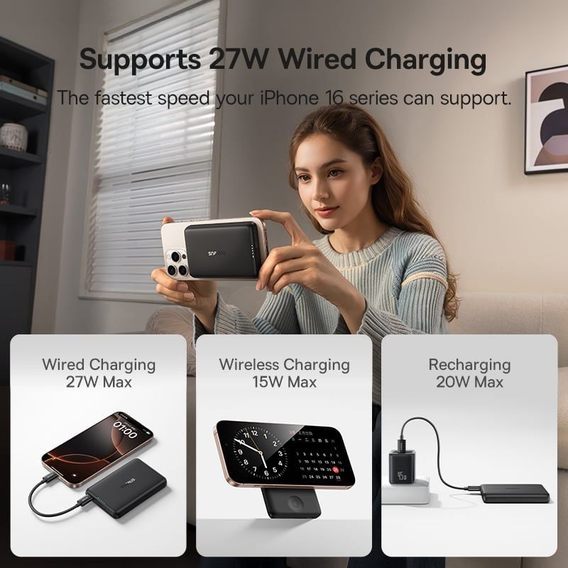 Pin Dự Phòng Không Dây Baseus EnerFill FT11 10000mAh 27W (15W Wireless Charging, for iWatch and Phone, Includes C to C 60W 30cm Cable)