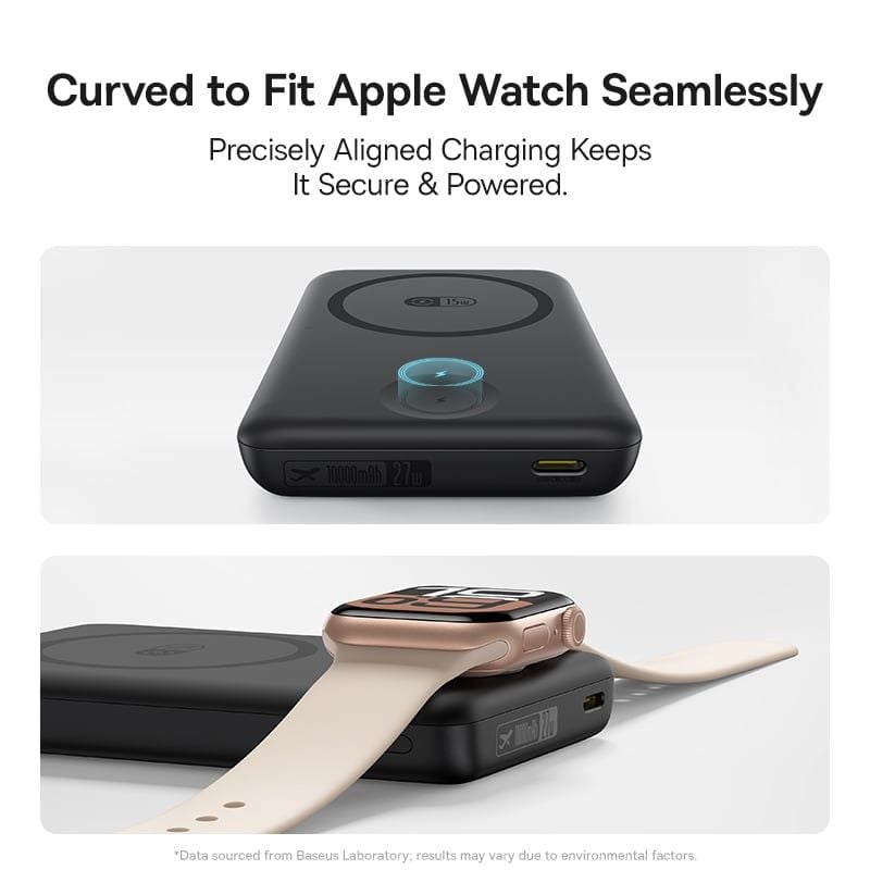 Pin Dự Phòng Không Dây Baseus EnerFill FT11 10000mAh 27W (15W Wireless Charging, for iWatch and Phone, Includes C to C 60W 30cm Cable)