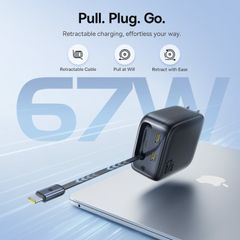 Củ Sạc Nhanh Baseus EnerCore CJ11 67W (2*Type-C port, With 82cm Type-C Built-in Cable, AI-Powered Real-Time Monitoring)