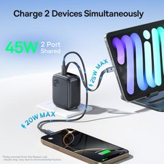 Củ Sạc Nhanh Baseus EnerCore CJ11 45W (1*Type-C port + 82cm Type-C Built-in Cable, AI-Powered Real-Time Monitoring)