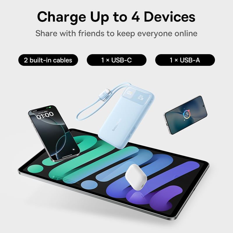 Pin Dự Phòng Baseus EnerFill FC11 22.5W (10000mAh/20000mAh, Digital Display, with Dual Built-in Cables)