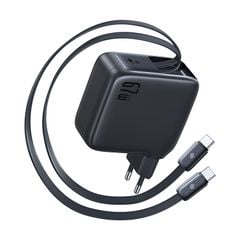Củ Sạc Nhanh tích hợp cáp sạc dây Rút Baseus EnerCore CJ21 67W (with Type-C Dual Retractable 80cm Cables, EU Plug)