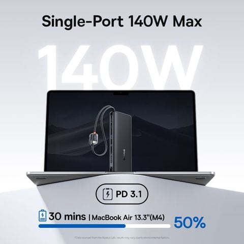 Pin Dự Phòng Baseus EnerFill FC41 25000mAh 145W (Digital Display, with Dual Built-in USB-C Cables, 1*Type-C + 1*USB-A port)