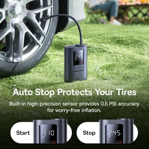 Máy Bơm Lốp Ô Tô Không Dây Baseus GoTrip VA1 Max (5 Inflation Modes, 7500mAh, ±0.05 BAR Pressure Accuracy, 3-Way LED Lighting for Night Use)
