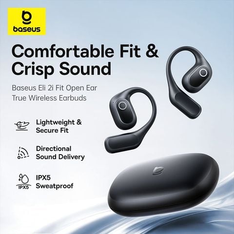 Tai Nghe Bluetooth TWS Baseus Eli 2i Fit (Bluetooth v6.0, 11H, IPX5, 2-mic AI ENC, 14.2mm dynamic drivers, SuperBass)
