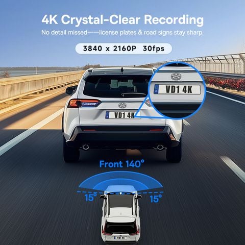 Cam Hành Trình Cho Ô Tô Baseus PrimeTrip VD1 Pro 4K (170° Adjustable View, Solar Sync System, 2.4GHz WiFi & App Control, Enhanced Night Vision, GPS Positioning)