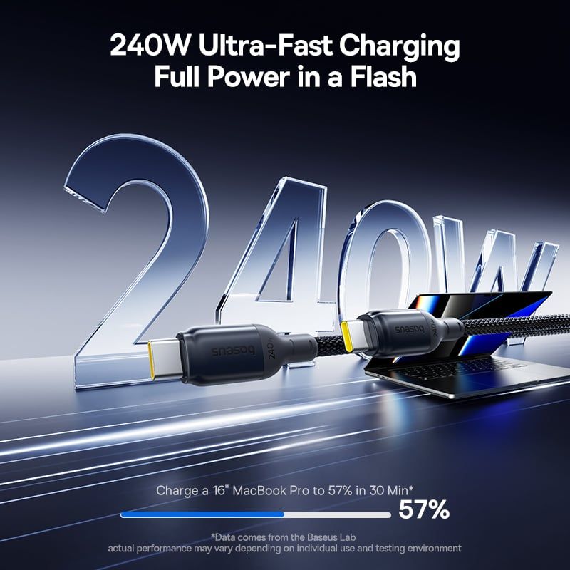 Cáp Sạc Nhanh C to C Baseus PicoGo 240W (Nylon Braided Cable)