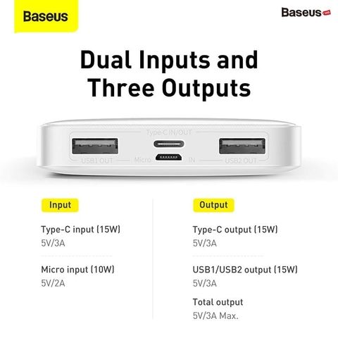 Pin sạc dự phòng Baseus Bipow Digital Display Power Bank (15W/20W, USB*2+Type C, LED Display, 2 Way Fast charge )