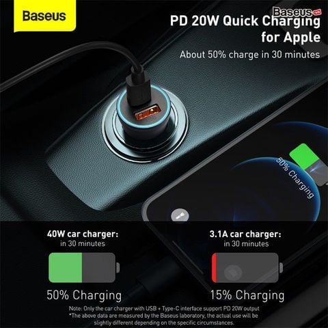 Tẩu sạc nhanh Baseus Golden Contactor Pro 40W – Dual USB/U+C, PD 20W/QC 3.0, vỏ nhôm cao cấp, dùng cho ô tô tiện lợi