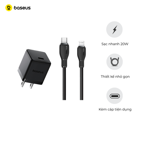 Bộ Sạc Nhanh Kèm Cáp Baseus Palm 1C 20W (For iPhone/iPad/Samsung/Google Pixel)