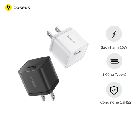 Củ Sạc Nhanh Baseus GaN5S Fast Charger 1C 20W Cho iPhone 15 14 13 Pro Max (PD/Quick Charge)