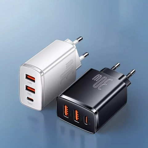 Cốc sạc nhanh Baseus Compact 30W – Siêu nhỏ gọn, 2 cổng USB + Type-C, hỗ trợ PD/QC3.0, sạc nhanh đa thiết bị tiện lợi