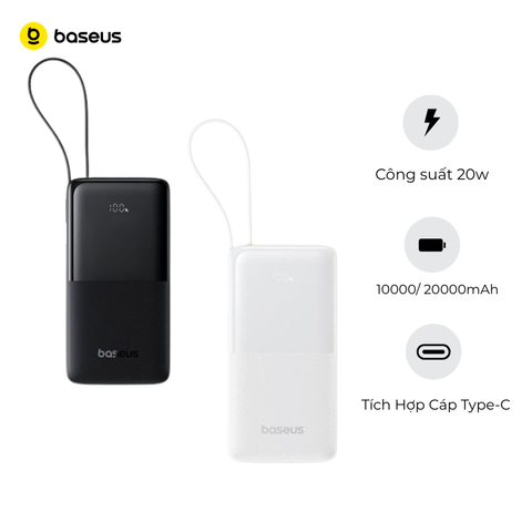 Pin Dự Phòng Baseus Bipow 2 Digital Display With Built-in USB-C Cable 10000mAh/20000mah 20W