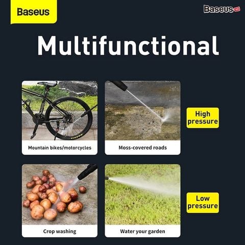 Máy nén tăng áp đa năng Baseus F1 Pressure Car Smart Washer (1300W/1450PSI/IPX5, Automatic Star/Stop, Intelligent Adjust Pressure, Car Washing Machine)