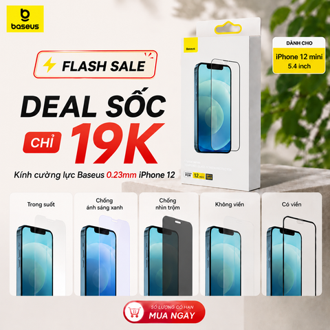 Kính cường lực Baseus 0.23mm iPhone 12 – Full viền, chống bể mép, mép dẻo PET, bộ 2 miếng, bền chắc