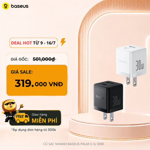 Củ Sạc Nhanh Baseus Palm C+U 30W (For iPhone/iPad/Samsung/Google Pixel)