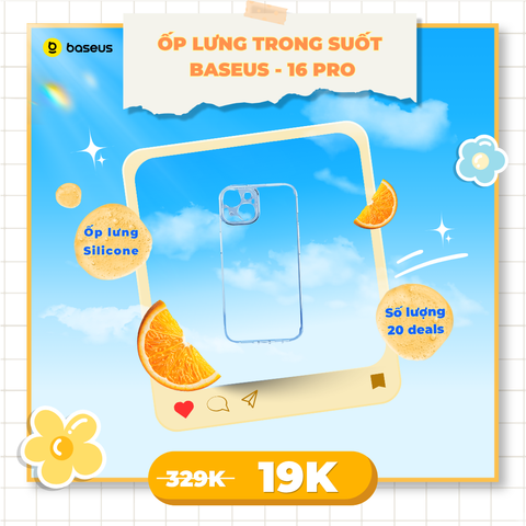 Ốp Lưng Trong Suốt Baseus Simple Clear Case Dùng Cho iPhone 14/16 Series (Siêu nét, chống ố vàng)