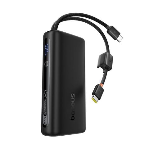 Pin Dự Phòng Baseus EnerFill FC41 10000mAh 67W (Digital Display, with Dual Built-in USB-C Cables, 1*Type-C + 1*USB-A port)