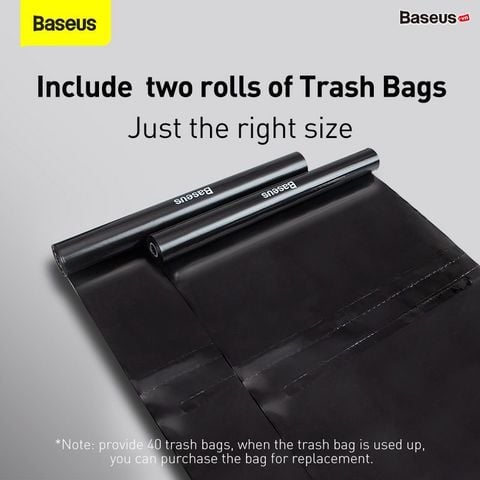 Túi đựng rác gắn lưng ghế ô tô Baseus Clean – thiết kế cuộn tiện lợi, kèm 2 cuộn (20 túi/cuộn), sạch sẽ & gọn gàng