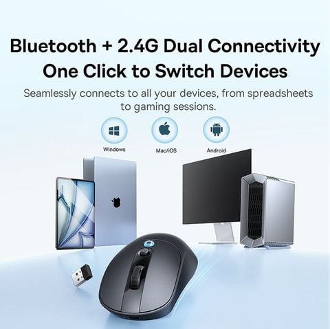 Chuột Không Dây Công Thái Học Baseus Editor EM2 (Bluetooth v5.3 & 2.4G Wireless Dual Mode, 45H, 4000 DPI, 300mAh, <30dB Quiet Clicking, Up to 250Hz Polling Rate)