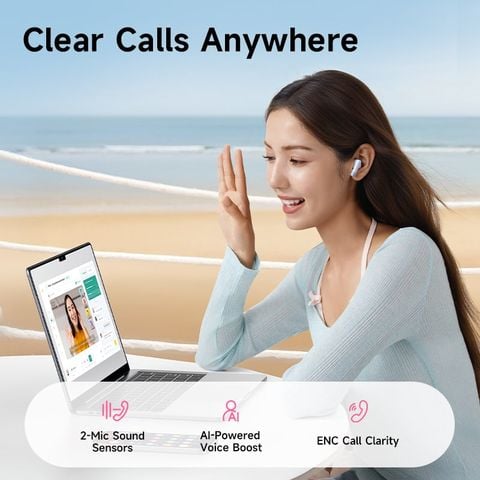 Tai Nghe Không Dây TWS Bass BS2 Lite (Bluetooth v6.0, 7H, SuperBass Boosted Sound, IP55, 2-Mic Sound, Al-Powered  Sensors, Voice Boost, ENC Call Clarity)