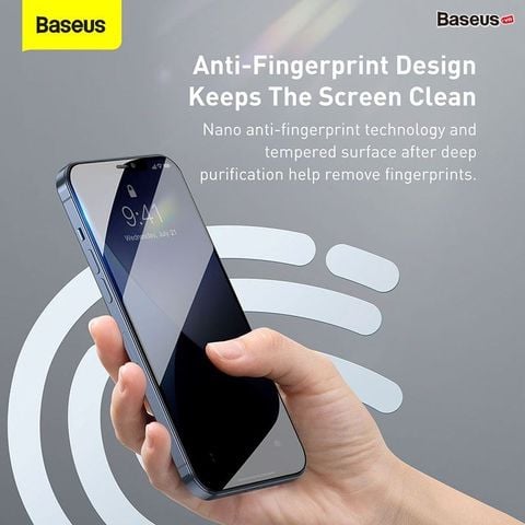 Kính cường lực Baseus 0.23mm iPhone 12 – Full viền, chống bể mép, mép dẻo PET, bộ 2 miếng, bền chắc