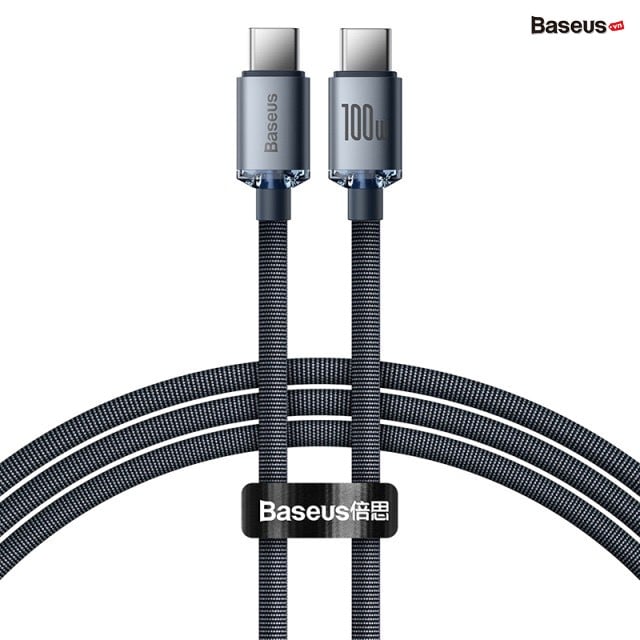 Cáp sạc nhanh C to C Baseus Crystal Shine Series Fast Charging Data Cable Type-C to Type-C 100W 2m Black