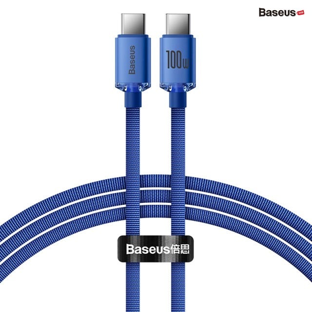 Cáp sạc nhanh C to C Baseus Crystal Shine Series Fast Charging Data Cable Type-C to Type-C 100W 2m Blue