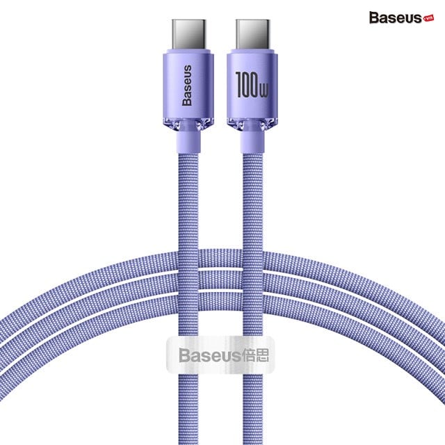 Cáp sạc nhanh C to C Baseus Crystal Shine Series Fast Charging Data Cable Type-C to Type-C 100W 2m Purple
