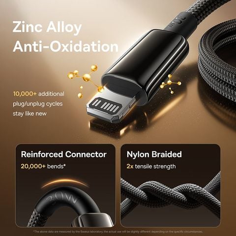Cáp Sạc Nhanh C to Lightning Baseus Tungsten Gold Air 30W (1.2m/2m, 480Mbps)
