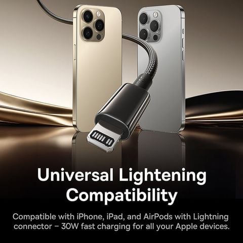 Cáp Sạc Nhanh C to Lightning Baseus Tungsten Gold Air 30W (1.2m/2m, 480Mbps)