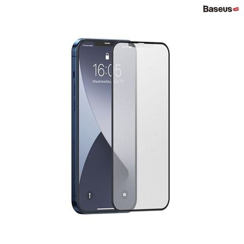Kính cường lực nhám Baseus iPhone 12 – 0.25mm, chống vân tay, full viền, bộ 2 miếng, chống bám cực tốt